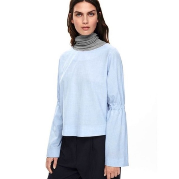 COS Tops - COS Gathered Bell Sleeve Lightweight Wool Top
